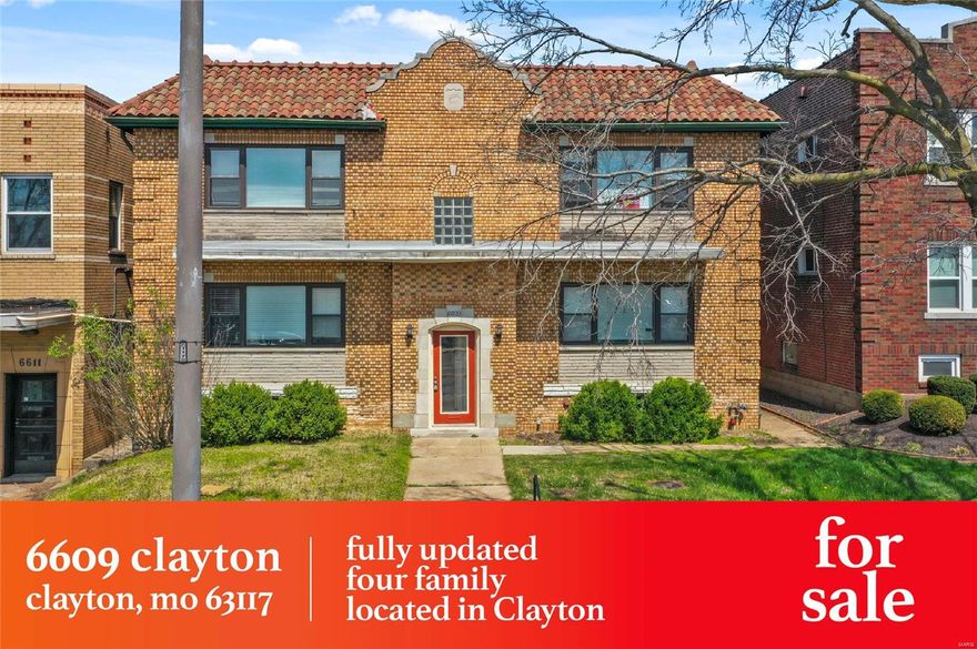 Incredibly rare investment opportunity in Clayton!  Multifamily properties hardly ever come available in this area, much less ones that have been completely updated. This four-unit, 4,864 SF building underwent a full gut rehab in 2018, with updates to plumbing, electrical, HVAC, roof, windows, and cosmetic features. This is a perfect opportunity for an owner/occupant or a savvy investor seeking a turnkey property in a prime location, right down the street from SSM St. Mary's Hospital, the DeMun Neighborhood, Schnucks, and many other wonderful neighborhood amenities.  The property also has an 8 space parking lot behind the building - another very rare feature!  In-place rents are below market for the area - currently: $1,580, $1,495, $1,500, & $1,595. Market rents for the area are approximately $1,975/mo for updated two bedroom units.