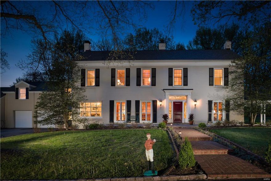 Terrific curb appeal and 6,632 SF of endless possibilities on 2 secluded acres in Ladue Schools.  This beautifully maintained 2-story home is the perfect diamond in the rough with vaulted ceilings, exposed brick, rough hatched hardwood floors, handsome wood paneling, multiple fireplaces and an open flowing floor plan.  So much charm and character for someone who wants to add their own style and flair.  Charming den/office w/ wood paneled walls & wood burning fireplace, large formal Dining Room leads to the kitchen with amazing light filled breakfast room. The kitchen overlooks the light filled great room with windows on one side. Adjacent to the great room is a LR w/ wood burning fireplace, wet bar and game room. Finally a spacious mud room w/a half bath off the garage. Upstairs, 2 Masters, one with a fireplace , 2 more bedrooms, full bath & large 2nd floor laundry.  Possible in-law or nanny quarters off the back stairs and garage. New in 2016, roof, driveway and 3 new HVAC systems. Additional Rooms: Mud Room