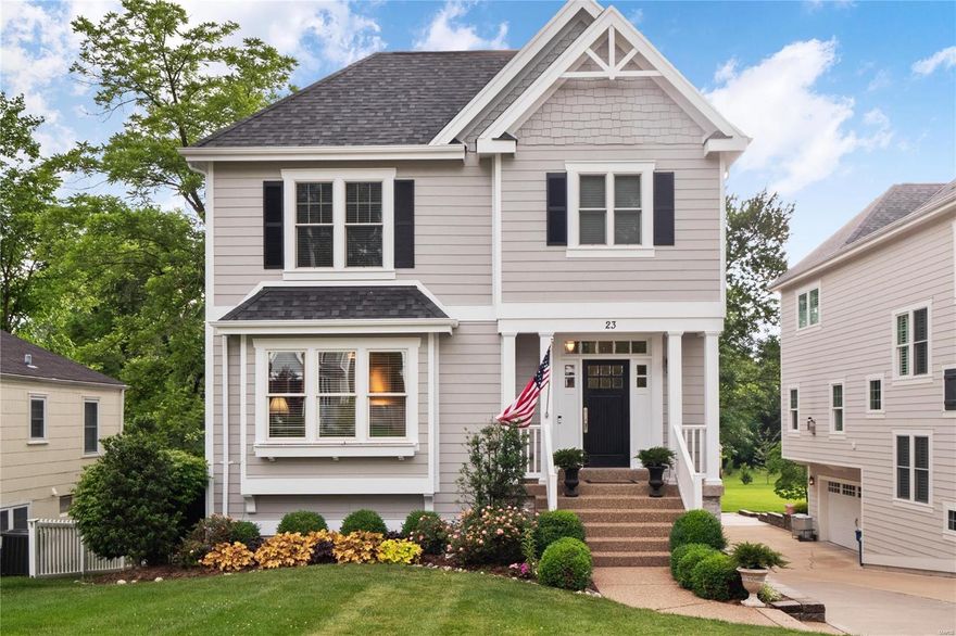 Pristine home in the heart of Ladue!  This 13 yrs new home offers a modern floorplan with a nod to both formal and informal open living spaces.  The open bright kitchen with marble, stainless and open family rm with stacked stone gas fp is the heart of the home.  Liv rm and din rm share a see thru gas fp. A guest powder rm, and private den/office complete the 1st flr.   Find a master bedrm suite with soaring ceiling, huge custom walk-in closet and spa bath with jetted tub and glass shower.  3 bedrms, a hall bath and a jack & jill bath and laundry are perfectly situated on the 2nd flr.  The lookout low lev offers plenty of room to spread out with large rec rm area and half bath.  The backyard is gorgeous, offering a new stone patio, firepit, updated landscaping and more.  Steps from Conway grade school and to Ladue’s busy business district.  This is a special offering for the buyer that values great newer finishes and a location that puts them in the center of everything! Elevator ready