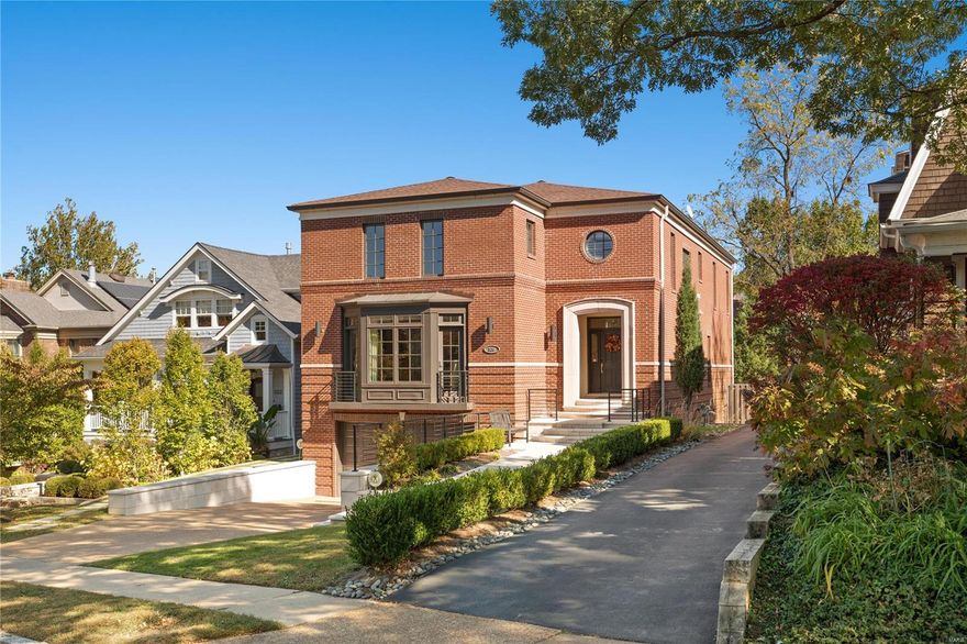 Welcome to this exquisite Olde Towne Clayton Residence on the highly desirable tree lined street of Central Ave. Located within walking distance to Downtown Clayton, this home is luxury to its core. A marbled walkway leads to the covered front porch. An open floor plan concept main level includes 2 gas fireplaces, maple flooring, living room w/ bow windows, formal dinning room w/ tray ceiling and recessed lighting. The greatroom has custom built-in's and is open to the breakfast room/kitchen which includes limestone flooring, Dacor appliances, Cherry cabinetry, center island w/ gas cooktop, & granite counter tops. Upstairs features an office, 2 bedrooms each w/ their own full ensuite. The primary ensuite boasts dual walk-in closets & dual full bathrooms connected by large shower. The finished LL has a full bathroom, family room, & bedroom currently being used as bar area. Outside you'll find a covered deck & custom built patio area w/ water feature. Oversized 3 car garage as well!