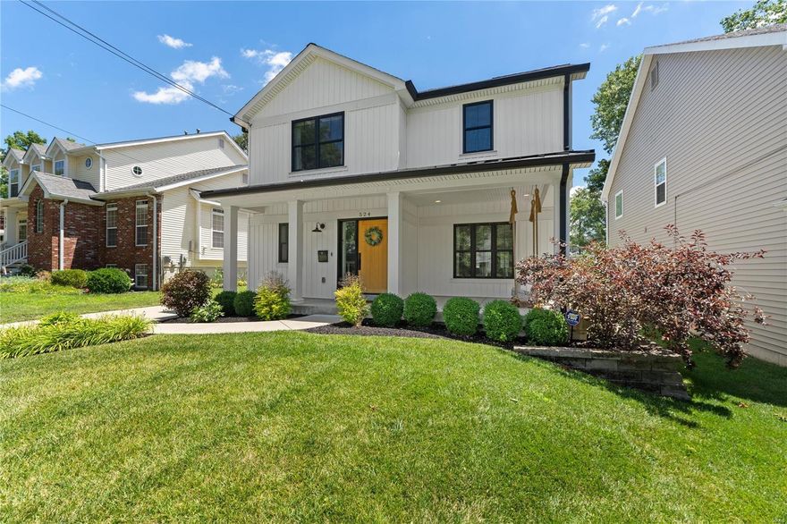 From the serene front porch swing to the electronic gated drive, this stylish 7 yr old custom home exudes luxury and modern design. As you enter, you are greeted by high ceilings, custom builtins with fireplace, wide plank floors and an open floor plan that seamlessly connects the living, dining, and kitchen areas. A screened-in porch extends the living space to the private backyard.  The high-end modern kitchen features stainless appliances, sleek cabinetry, and a spacious island perfect for family meals. A powder rm and mudrm complete the 1st floor. The primary suite is a sanctuary, complete with a spa bath with a soaking tub, walk-in shower, dual vanities, and a generous walk-in closet. A guest suite with its own bath ensures privacy, while two additional bedrooms share a large Jack and Jill bath. The finished lookout lower level is perfect for entertaining, with rec room, bar area, workout room, 5th bedroom and a full bath. 2nd flr laundry. Walk to shops! Kirkwood schools. Additional Rooms: Mud Room, Sun Room