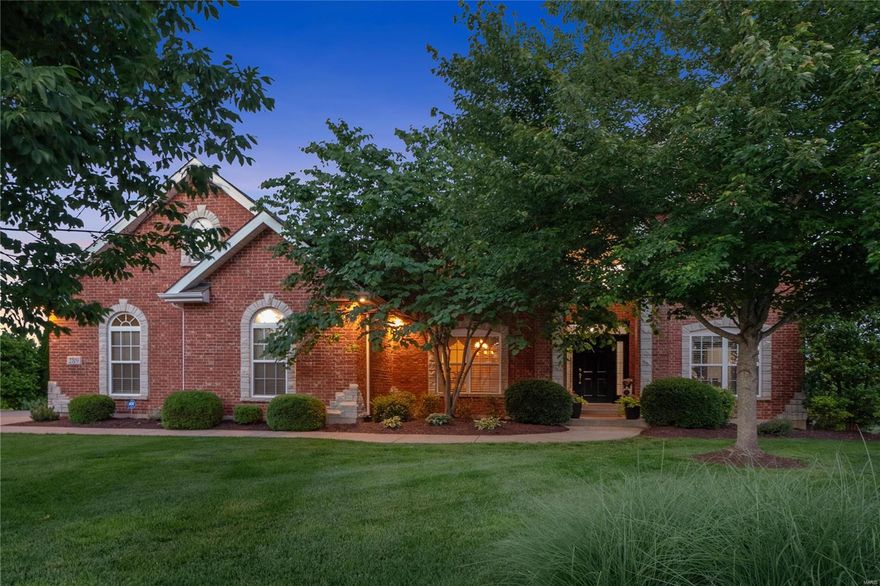 Welcome home to a retreat in your own backyard! This full brick 1.5 story beauty offers approx 5500 sf living space located at the end of a cul del sac in Winghaven Country Club. Notable features include a great room that opens to the hearth room, breakfast room & kitchen, a main floor master en suite (updated spa bath with heated floor), 6 other big bedrooms, 2 w/b fireplaces, private office, finished lower level with huge family room & bar area, workout/tanning bed room, mud/pool room, custom millwork, several bay windows, built in bookcases, dual HVAC systems & inground sprinkler. The creme de la creme is the 1.78 acre lot that is complete with an inground pool, hot tub, firepit & backs to the only Jack Nichlaus Design golf course in St Louis. View the 4th hole with pond from your deck & enjoy the oasis of the private grounds that back to woods. Technology includes Ring cameras, Nest thermostates & Pentair Screenlogic for water features. Newer carpet & interior paint. Hurry to see!