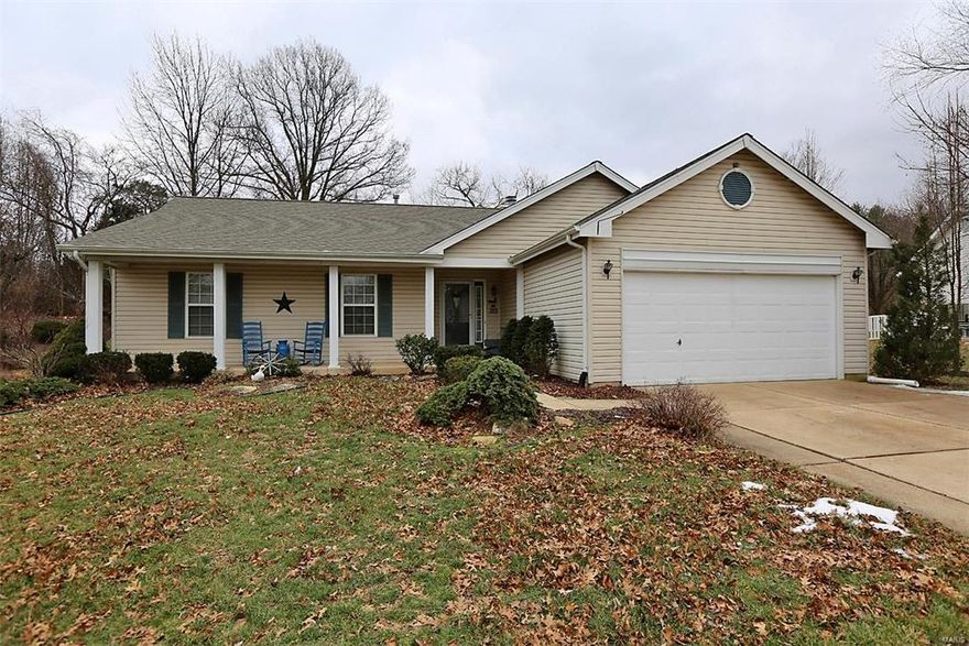 Beautiful Ranch style home. Well cared for and updated. Hardwood entry foyer & hallway, Opens to Great Room with decorative arched brick wood burning fireplace. Separate formal Dining Room w/ crown molding. Expanded Kitchen with custom cabinetry, decorative tile back-splash, ceramic tile flooring, extra buffet style cabinet & counter top area. Includes extended counter top with seating. Breakfast room, ceramic tile floors & newer thermal windows.Spacious Master Bedroom w/plenty of closet space.Full Master Bath w/double sinks.Full guest bath with 2 additional bedrooms on main level.Partial finished lower level rathskeller.Bar and recreation area is primed for fun times! 1/2 bath in lower level.Basement is Great for Family,Kids or entertaining.Plenty of storage space in lower level.On main level walk out to the large wooden deck area complete with a wooden Gazebo. Mature Trees, gardening,plus enjoy family in this scenic backyard.New Furnace & AC 2013.New Architectural shingle Roof 2015.