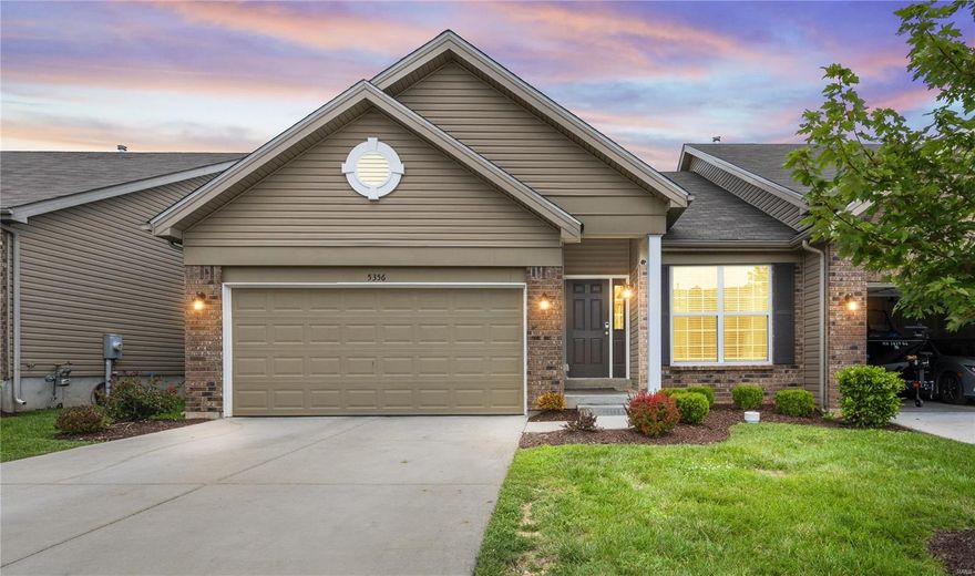 Welcome home to this stunning 4 year old villa nestled in the highly sought-after Arbors of Rockwood. The main floor welcomes you with vaulted ceilings and an open layout that seamlessly connects the spacious kitchen (complete with large center island and stainless steel appliances that all stay!), to the inviting living area. You'll love the privacy and comfort afforded by the split bedroom floorplan. The primary bedroom boasts his and hers closets and en suite with double vanities. Relish in the convenience of main floor laundry! The finished basement adds versatility with an expansive rec area, wet bar, plus 3rd full bath and additional bedroom. Enjoy benefits of community living such as walking trails, dog park, stocked fishing lake, and community pavilions. Truly unbeatable location in Rockwood School District with easy access to highways, shopping, and dining- all that's left to do is move in! Schedule your tour today! Location: End Unit