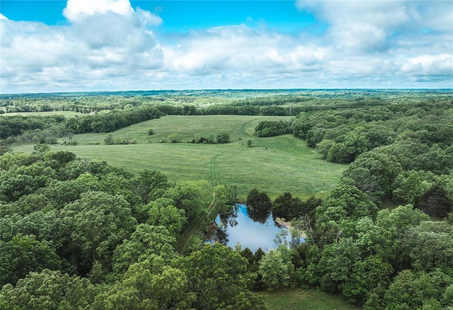 Osage Ridge Fields is 211.5 acres located in Linn R2 school district in Osage County, MO.  65 acres of fertile ridge fields have a great stand of fescue and are leased through the end of 2024 for hay crop. With Hwy 89 N frontage and located only a few miles from town there are several great build sites overlooking the valley, which has potential for a 5-6 acre lake. Even though the whole farm is a wildlife haven, “The Back Forty” is a 40 acre portion on the West boundary ideal for harvesting your next trophy. A 4 acre food plot is situated in the center of thick hardwood timber bedding and is littered with tracks. An old homestead, log cabin, and barn are located on the northern side of the farm as well as a great creek bottom field ideal for additional food plot. Three ponds are currently located throughout the property.