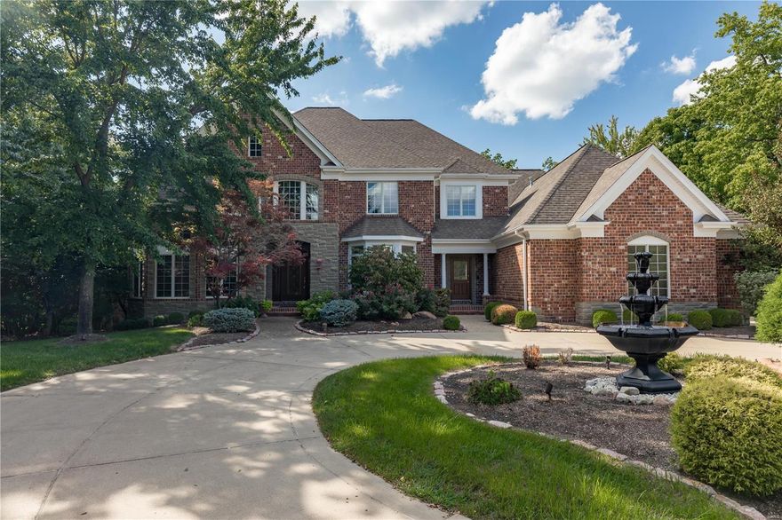 Custom masterpiece in the heart of Town & Country sits directly across from Longview Park offering a walking path, playground, tennis & horses grazing in the pasture. The home has over 6,400 sq ft of living space w/ superb craftsmanship & amenities. The 2-story foyer features a curved staircase & leads to a paneled study w/ box beams & built-ins, a great room and formal dining room w/ elegant millwork &  bay. The kitchen hosts a huge breakfast bar, granite countertops and Decor cooking appliances including a 5-burner gas cooktop. The hearth room features a TV hidden by artwork that disappears via remote. The main floor laundry has lots of built ins & even an Asko drying cabinet. Adjoining the spacious 1st floor Master Bedroom, the MBR bath has a newer walk in steam shower featuring 4 body sprays & 3 shower heads. The lower level retreat has 10’ ceilings, family room, exercise room, media, wine tasting room & temp-controlled wine cellar. A Geo Thermal HVAC system was installed in 2018