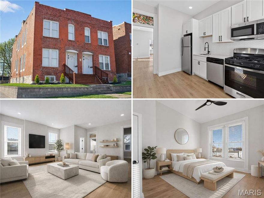 2223–2225 Benton Terrace presents a rare opportunity to acquire a fully renovated 4-family property in the heart of DOGTOWN, one of St. Louis’ most desirable and walkable neighborhoods. This is a true turnkey asset, meaning all major renovations have already been completed, allowing a new owner to step in immediately without the need for additional work or capital expenditures.

The property consists of three 2-bedroom units and one 1-bedroom unit, all updated with modern finishes and highly attractive to today’s renters . Each unit includes IN-UNIT LAUNDRY, central air, and updated systems, features that significantly reduce vacancy risk and support strong rental demand.

What makes this opportunity especially unique is its flexibility. For an owner occupant, one unit is currently vacant and ready for immediate move-in, allowing you to live in the property while the other three units generate income. The existing tenants are already producing approximately $4,395 per month, which can offset a substantial portion of your monthly mortgage. In simple terms, this allows you to live in a fully renovated property in a prime location at a significantly reduced out-of-pocket cost compared to a traditional single-family home.

For investors, the property offers a clear and straightforward path to stabilization. Once the vacant unit is leased, the total projected rental income reaches $5,945 per month, or over $71,000 annually . With minimal ongoing maintenance needs and strong in-place rents, this creates a stable, income-producing asset in a high-demand rental corridor.

The location further enhances the long-term value of the investment. Situated just steps from Forest Park and within walking distance to Tamm Avenue, residents have easy access to some of the city’s best restaurants, bars, and outdoor amenities. The property is also minutes from Washington University, BJC Hospital, Clayton, and major highways, making it highly attractive to students, medical professionals, and young professionals alike.

Whether you are looking to house hack your way into real estate ownership or acquire a stabilized, low-maintenance rental property, 2223–2225 Benton Terrace offers a rare combination of location, condition, and income potential that is difficult to find in today’s market.