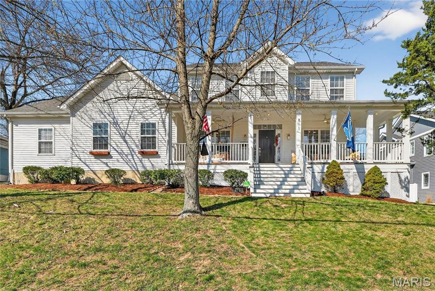 Expansive 1.5 Story Home in Ideal Kirkwood Location on Desirable street with In Ground Pool. Spacious Home features over 5,000 sq ft of total living space. Inviting Front Porch with charming swing greets you upon arrival.  Two Story Entry foyer is flanked by formal dining Room and Living Room.  Stylish White Oak floors run throughout main level.  Spacious Main floor primary suite walks in Primary bath with double vanity and separate tub and shower.  Large walk in primary closet. Open Floor Plan Family Room with Gas fireplace is great hang out spot. Dream Kitchen was totally renovated and reconfigured with center island, custom cabinetry, stainless steel appliances including beverage fridge and 5 burner gas range, and cambria quartz tops! Breakfast Room with bay window walks out to in ground pool with fenced in yard. So much fun for the Family! Upstairs features 3 additional bedrooms.  Bed #2 and #3 share renovated jack-n-Jill bath setup. Bed #4 is next to full bath.  Spacious upstairs office is perfect work from home space with sliding barn door for privacy.  Finished Lower level has the BEST BAR in all of Kirkwood.  Welcome to “Lloyd’s”.  20 ft wood top bar with enough seating for 7 stools.  Full appliances including dishwasher, both beverage and standup fridge, and kegerator! Let the good times roll! Tons of extra space in LL including sleeping area and workout room.  Plus another full bath.  Incredible Lower level! All of this plus 3 car rear entry garage.  Short walk to Keysor Elementary and KWD Park. Rare Opportunity with Main Floor Primary, Designer Kitchen, In Ground Pool, Amazing Lower Level and Lots of Room for the Family.  This Home is waiting for the next Fun Family to call it their own!