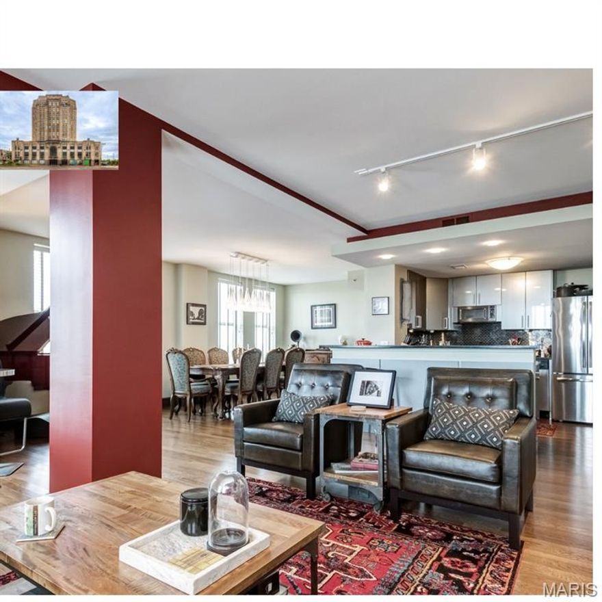 Welcome to 3608 Gravois Avenue, 6 EAST~the South Side Tower~one-of-a-kind ca. 1929 Art Deco development in desirable Tower Grove South! HERE'S YOUR CHANCE to own an ELEGANT, FORMER DISPLAY w/great upgrades. 9' Ceilings, huge windows with custom blinds provide unobstructed, stunning views. Huge DR w/room for buffet & more; Hardwoods throughout plus carpeting in BRs. Spectacular lighting! GORGEOUS KITCHEN w/breakfast bar, SS appliances, granite counters, backsplash, slide-in range. Pretty! Split-BR floorplan. Primary Bedroom w/closet organizer.  Newer bath surround w/glass doors plus slate floors. In-unit, newer W/D. Quick & easy gated parking (1 reserved spot), to secure entry to elevator to HOME!  Relax on rooftop patio.  Views are SPECTACULAR:  STL Skyline, The Arch, Clayton, Southside breweries! Wow!  Fee covers water/sewer/trash. Storage locker in LL. Well-run association. Opportunity to enjoy high-rise living outside of downtown! Note:  Photos reflect condo when it was owner-occupied.  Great opportunity to make this your minimal hands-on investment property, or to hold for remainder of current lease and then make this beautiful home your own!