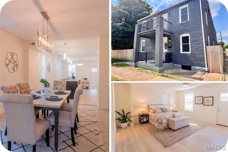 Welcome to this stunning Carondelet gem—a beautifully renovated home offering over 2,800+ square feet of stylish living space! This spacious 4-bedroom, 2.5-bath home showcases an inviting open floor plan designed for modern living. The second floor features a luxurious primary suite with a private bath and convenient second-floor laundry located between all bedrooms. Each bedroom offers walk-in closets, large new windows for tons of natural light. The rear bedrooms open to a private deck overlooking the unbelievable LARGE  backyard!! The bright, open kitchen impresses with stainless steel appliances, quartz countertops, a tiled backsplash, and generous living and dining areas that flow effortlessly together. Sitting on a corner double lot, the property includes a fully fenced backyard oasis with a beautiful concrete patio—perfect for entertaining or relaxing outdoors. Enjoy off-street parking on the large rear parking pad which has plenty of options to build a new garage and workshop. Interested in a new garage to go with your new house?! Seller has architectural drawings & open to building. Peace of mind comes with a complete renovation inside and out. Every detail has been thoughtfully designed—this one is truly move-in ready and a must-see in the heart of South City!