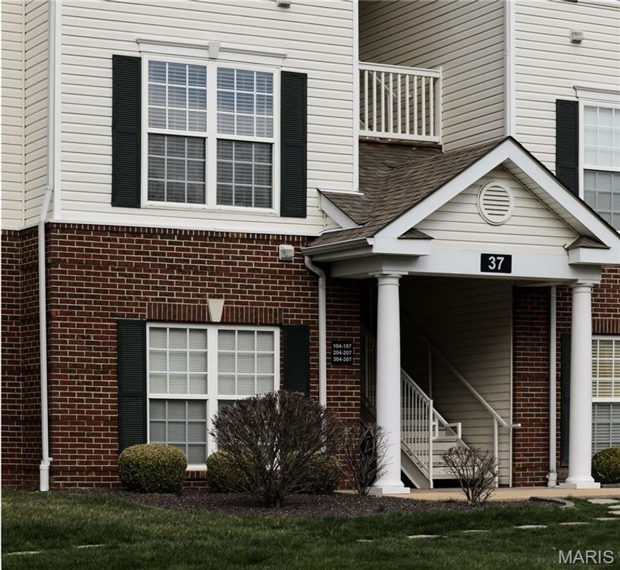 Enjoy low-maintenance living in this beautifully maintained second floor condo that blend comfort, functionality and modern style. The desirable split bedroom floor plan offers 2 bedrooms & 2 full baths, providing both privacy and convenience, along with walk-in closets in both bedrooms for generous storage space. The primary suite features a private ensuite bath, while the second bedroom has easy access to a full hall bathroom. The kitchen showcases custom cabinetry, granite countertops, and a bar-height breakfast bar, with a separate dining area that offers flexibility for everyday meals or entertaining guests. Step out onto the covered deck overlooking a peaceful fountain view, complete with an additional storage closet - the perfect spot for morning coffee or relaxing evenings while enjoying the elevated view. Additional highlights include a laundry room off kitchen, 9=ft ceilings, ceiling fans, a dedicated carport parking space, and access to the community pool, fitness center, clubhouse, and dog park. Even better, all appliances stay, making this a truly easy, move in ready home.