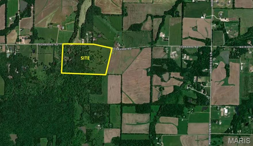 65 +/- Acres in Unincorporated St. Charles, 65+/- acres tillable. Zoned Agricultural. 5 Acres Lots, Possible 3 Acres Lots. Public water available 4500 +- feet to East of site on Morrison Lane. Farm Lease on Property. Majority of Property in Francis Howell School District, small portion in Wentzville School District.