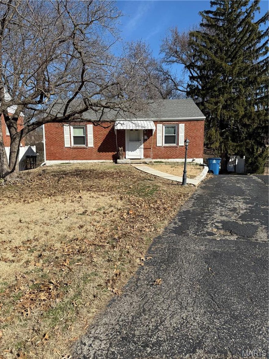 Great opportunity. Seller prefers AS - IS sale.  Per seller STL county inspection repairs are in progress. Home warranty is active. Fully Fenced Yard. Utility Shed. Spacious rear yard. Quiet setting. Low traffic street. Exterior concrete and sidewalk to be repair/replace per seller.

Priced to move and ready for its next chapter! This charming home offers the ideal blend of quiet cul-de-sac living with the convenience of fast highway access. Whether you are looking for a solid investment or a spacious place to call your own, this property is a must-see.