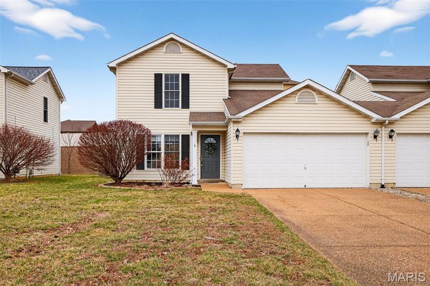 Beautiful attached townhouse located in the highly desirable Stone Meadows community in Wentzville. This move-in ready home features 2 bedrooms and 2.5 bathrooms with fresh updates throughout, including brand new carpet, new flooring in the bathrooms, and fresh paint. The spacious layout offers comfortable living with an abundance of storage and a huge pantry that provides exceptional functionality. Conveniently located close to shopping, dining, parks, and easy highway access, this home is just minutes from everything Wentzville has to offer. A perfect opportunity for low-maintenance living in a fantastic location.