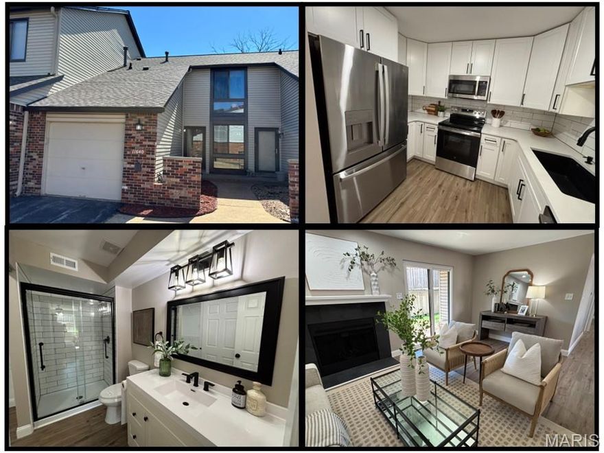 COMING SOON 3/26. You DO NOT want to miss out on this stunning Maryland Heights renovation! 11640 Cedar Walk Dr harbors 1,546 square feet of living area, two bedrooms, two full bathrooms, and a FINISHED LOWER LEVEL. The kitchen is unbelievable! Quartz countertops, soft-close cabinets, ceramic backsplash, Blanco sink, and stainless-steel appliances. The fridge stays! The entire home boasts beautiful new LVP flooring, upgraded baseboards, and a fresh coat of paint. Both bathrooms contain ceramic tile shower surrounds with modern matte black shower fixtures. The main floor primary bedroom has its own ensuite bathroom and walk-in closet. The home also provides an attached garage and a back patio. Enjoy easy living at 11640 Cedar Walk Dr. Lawn / snow maintenance is included. The neighborhood also contains a clubhouse, pool, and pickleball court. Schedule your showing today!