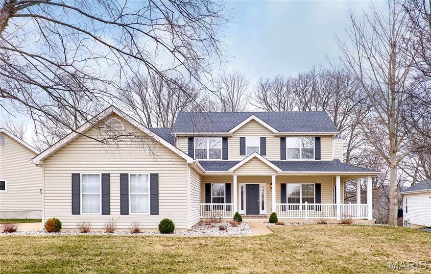 Tucked away on a peaceful cul-de-sac, this enchanting 1.5-story home invites you to savor life’s simple pleasures. Imagine slow mornings on the inviting, wraparound front porch with coffee in hand, or evening conversations under the stars, and the everyday joy of coming home. Inside, sunlight pours through an open floor plan, highlighting the luxury vinyl plank floors and the warm glow of a wood-burning fireplace. The kitchen is truly the heart of the home, featuring custom soft-close cabinetry, stainless steel appliances, and plenty of space to cook, gather, and celebrate life’s moments. Step through the atrium doors onto the composite deck for outdoor dinners, summer laughter, or quiet sunset reflections. The main floor vaulted primary suite offers a private retreat with a beautifully appointed ensuite, including a double vanity, walk-in shower, private water closet, and custom walk-in closet designed for both comfort and function. Upstairs, three bedrooms provide space to grow, with a Jack-and-Jill bath connecting two rooms and a full hall bath serving the third bedroom, ideal for family, guests, or evolving needs. The newly finished lower level delivers incredible versatility: a large recreation space, full bath, kitchenette, spacious fifth bedroom, and flex room, perfect for a playroom, home office, or workout area. Whether hosting overnight guests or creating multi-generational living, this space adapts effortlessly. A 30x20 three-car garage and wide driveway offer room for vehicles, storage, and more. More than a house, this home is a place to gather, to grow, and to create lasting memories. Welcome to your next chapter! Direct access to the Katy Trail and close proximity to highways 94, 364, shopping, restaurants and more!