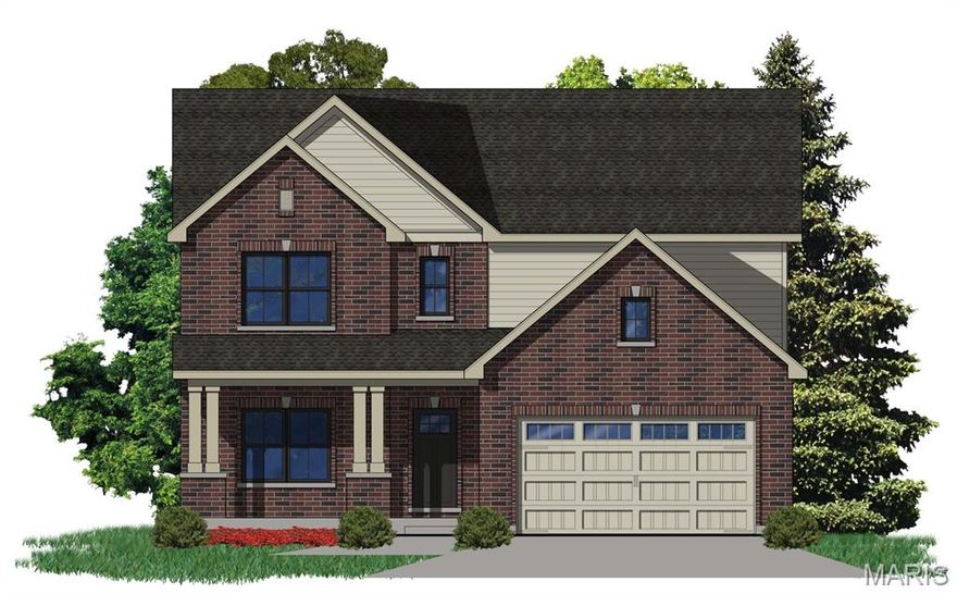 New Construction in Brentwood by Renaissance Living! This on-trend 2 story features 5 BD, 3.5 BA and 3,573 sq ft of open living space. The curb appeal is impressive with brick, vinyl siding, large front porch, arch shingles, coach lights, 8 ft tall carriage style garage door w/opener, full yard sod and landscape. The main floor is spacious with 9 ft ceilings, LVP flooring, 5.25 base trim, gas FP, side staircase design, iron spindles, ship lap accent at stair wall, Great Room window wall, Dining Rm/Office with beamed ceiling, 48 inch cabinets with crown and hardware, island with seating bar, quartz countertops, SS KitchenAid appl, gas range, walk in pantry, boot bench at the Owners Entry and more. The upstairs features 4 spacious bdrms, trey ceiling in the Primary Bdr, raised height dbl bowl vanity, custom tile shower, frameless shower doors, soaking tub, walk in closets in 3 of the bdrms and convenient second floor laundry. There is LVP flooring in the upstairs hallway and Primary Suite. Additional features inc dual High efficiency HVAC, 50 gal water htr, R 38 ceiling insulation and a 17x14 covered patio with beadboard ceiling. The garage has full drywall, tape and paint. The finished lower level has a tall pour and provides a Fam/Rec Rm, Bdr with egress and bathroom. Students will attend sought after Brentwood schools. Enjoy easy access to restaurants, shopping and services. There is easy access to Hwy 40/61 and Lambert International. Scheduled for a May 2026 completion.