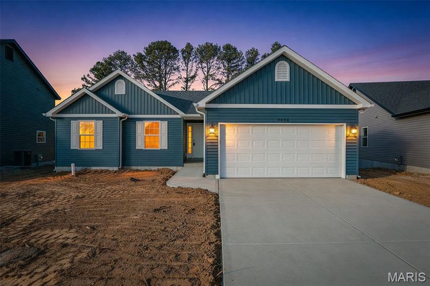 Welcome to this 3 BD, 2 full BA, N/C Ranch home featuring an inviting floor plan perfect for modern living! Upon entering the Great Room, you will notice an open and inviting atmosphere to include the comfort of a gas fireplace for those chilly nights! The Kitchen boasts 42" custom cabinetry, stainless steel appliance to prepare those home cooked meals, w/a Center Island that adds more seating for eating! Off the Breakfast, walk out the beautiful sliding doors onto the deck to enjoy a morning cup of coffee or the beauty of nature.  The Primary Bedroom offers plenty of natural light and a spacious walk-in closet. Nestled in a prime location which consists of an easy commute to schools, daycares, medical, grocery, retail, and work-making your day-to-day life a breeze. This home is a perfect blend of comfort, style, and accessibility, don't miss out. Fully sodded yard to be installed, weather permitting.