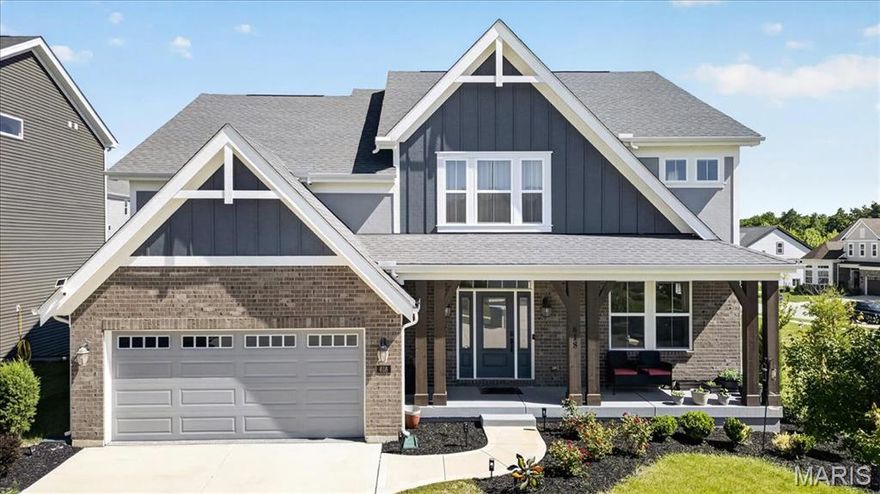 Beautifully designed and only 3 years old, this Fischer Homes Custom Blair model offers a rare and versatile floor plan ideal for multi-generational living, extended guests, or older children needing their own private space. Situated on a level corner lot neighboring common ground for added privacy and openness, this home combines modern design with everyday functionality. Luxury vinyl plank flooring flows throughout the main level. A welcoming front living room with custom windows leads into the impressive two-story great room featuring a dramatic wall of windows and seamless access to the kitchen and breakfast area. The kitchen is thoughtfully appointed with quartz countertops, a center island, 42-inch cabinetry with crown molding, gas cooktop, stainless steel appliances, a walk-in pantry, and an adjoining breakfast room with access to the covered deck. The first primary suite offers 9-foot ceilings, a sitting area, a walk-in closet, and a spa-like bath with double vanities, oversized tile-surround shower, soaking tub, and an additional walk-in closet. 3 additional bedrooms, 2 full baths, and a convenient laundry room complete the upper level. Privately situated on the way to the finished lower level, the second primary suite includes 9-foot ceilings, a walk-in closet, and a full bath, creating the perfect separate living arrangement. The finished lower level adds exceptional living space with a large rec room, family room, and an additional full bath. Additional highlights include a main-level mud room, oversized finished 2-car garage, and access to subdivision amenities including a pool, playground, pond and clubhouse. A thoughtfully designed home offering flexibility, space, and modern comfort in a highly desirable community.