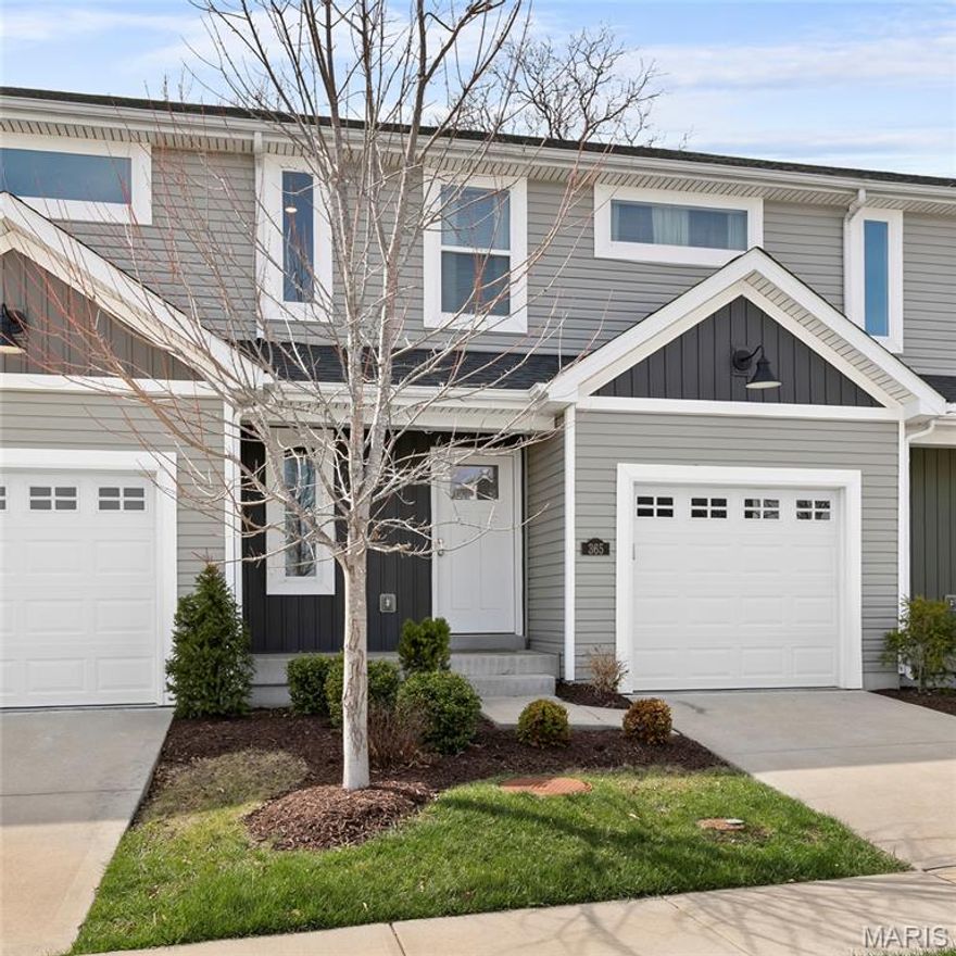 COMING SOON with in person showings to begin Thursday 3/26 BUT you can take the 3D tour today! Welcome home to this beautifully designed townhome offering the perfect blend of style, function, and low-maintenance living! The main level impresses with an open floor plan featuring a living room, dining area, and a stunning kitchen complete with a center island (with built-in storage and eat-in seating), a pantry, and a full suite of stainless steel appliances — refrigerator, microwave, range/oven, dishwasher, and disposal. A convenient half bath rounds out the main level, which is finished throughout with gorgeous luxury vinyl plank (LVP) flooring. Upstairs, you will find two generously sized bedrooms — each with its own private en suite bath and walk-in closet — making this layout ideal for homeowners who want a guest suite, a home office with its own retreat, or the flexibility of roommate living. A dedicated laundry room is conveniently located between the two bedrooms. Bathrooms feature ceramic tile for easy care and lasting durability. The full, unfinished basement offers exciting expansion potential with rough-in plumbing for a future bath and an egress window — all the makings of legal finished living space when you're ready. And the community? It truly shines! Residents enjoy an Olympic-sized pool with splash pad, a clubhouse with covered pavilions, fitness center, pickleball and bocce courts, playgrounds, and 25+ acres of green space laced with lakes, fountains, walking trails, benches, and gazebos. Yard care and snow removal are included — so you can simply enjoy it all. Perfectly located in the Wentzville School District (Crossroads Elementary, Frontier Middle, Liberty High), with quick interstate access, nearby shopping at Hawk Ridge and The Meadows, O'Day Park, Winghaven Country Club, Missouri Rush Sports Park, and August Busch Memorial Conservation Area all just minutes away. This one truly has it all — come see it for yourself!