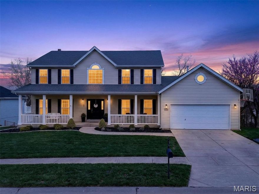 Open House Sunday 4/12 from 1-3 PM! Welcome to this impressive 2-story home in the desirable Oakwood Trails subdivision of Fenton! Offering approximately 4,259 square feet of finished living space, this 5-bedroom, 3.5-bath residence boasts excellent curb appeal with a covered front porch.
Step inside the dramatic two story foyer with gleaming hardwood floors and 9' ceilings that flow into the formal dining and living areas. The spacious family room features an electric insert fireplace, while the updated gourmet kitchen shines with freshly painted cabinets, a large center island, granite counters, tile backsplash, double oven, electric cooktop, walk in pantry, and abundant counter space perfect for everyday meals or entertaining.
Upstairs, the primary suite offers a vaulted ceiling, dual walk-in closets, and a luxurious bath with porcelain tile, oversized shower with multiple sprayers, corner soaker tub, and dual vanity. Three additional bedrooms share a full hall bath with dual sinks.
The finished walk out lower level provides even more versatility with a huge rec room featuring built in bookcases, a 5th bedroom, flex space, and a full updated bath with ceramic tile ideal for a home theater, play area, or guest suite. Step outside to enjoy the large deck overlooking the fenced, private backyard with paver stone patio.
Additional highlights include zoned HVAC, central vacuum, inground sprinkler system, main floor laundry, 2 car attached garage, and convenient location in the highly regarded Lindbergh School District (Concord Elementary, Sperreng Middle, Lindbergh High). Close to parks, shopping, and major highways for easy commuting.
This move in ready home combines space, style, and functionality. Don't miss your opportunity to call it home