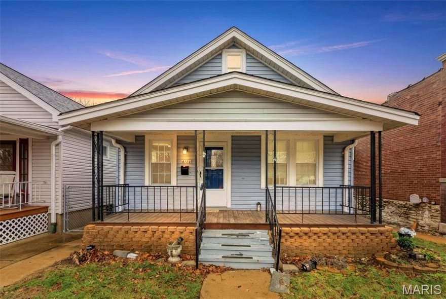 Charming 1.5-story home offering 3 bedrooms, 1 full bath, and 1,300+ sq ft of living space with outstanding potential for a third bedroom and second bath. Timeless character is preserved throughout with original hardwood floors and millwork, solid wood doors with vintage hardware, and beautiful stained-glass windows. The inviting covered front porch opens to a spacious living room and a main-floor primary bedroom featuring French-door entry and an extended closet.
The expansive eat-in kitchen boasts 48" custom cabinetry with pull-out drawers, a movable center island, double sink, and a classic built-in hutch. NEW Kitchen appliances include dishwasher and Garbage Disposal but cant forget the  refrigerator, smooth-top electric range/oven, and built-in microwave. The kitchen flows into the family room and walks out to a bright sunroom.
The full updated bath is finished with marble flooring, sconce lighting, and a tub/shower surround. Upstairs you’ll find a generous bonus room suitable for a third bedroom or office, plus plumbing access for a future second bath.
Enjoy outdoor living in the large backyard with patio and off-street parking.The HVAC was replaced 10/24. This home blends historic charm with functional living spaces and future upside don’t miss the opportunity to make it your own.