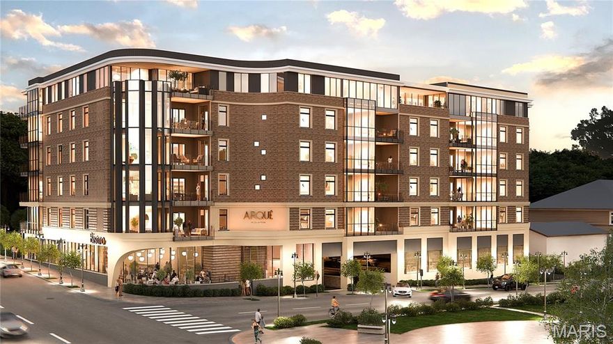 Arqué in Clayton – Clayton’s newest mixed-use condominium development in the heart of downtown Clayton, offering 29 luxury residences with thoughtfully designed two and three-bedroom floor plans ranging from 2,464 to 3,158 square feet. Residences feature floor-to-ceiling windows, 10-foot ceilings, fireplaces, 7” wide-plank wood flooring, private office/den spaces, Kohler plumbing fixtures throughout. Designer kitchens include oversized islands, custom cabinetry, quartzite countertops, and premium appliances. Spacious primary suites offer large walk-in closets, double vanities, and glass-enclosed showers. The 6-story brick and stone building include a private landscaped terrace plaza/garden, lobby attendant, secure mail and package room, monitored security and intercom entry systems, private storage lockers and 2 or 3 secure climate-controlled parking spaces. Located adjacent to the forthcoming Opera Theatre of Saint Louis and just steps from Shaw Park and all of the restaurants, coffee shops, and boutiques that make Clayton the highly desirable area that it is.
