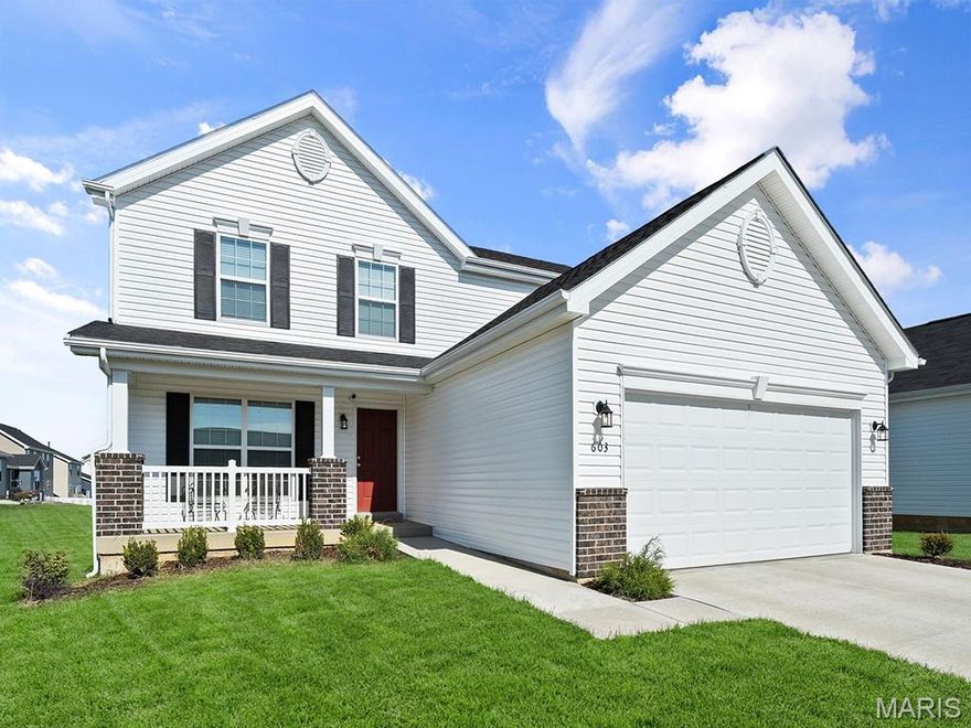 New McBride Homes Berwick, 2-story home, 3 BR, 2.5 BA will be ready this spring! Perfect for entertaining, the kitchen has quartz countertops, stainless steel GE appliances & level 4 Brellin White 42” tall cabinetry w/center island/breakfast bar. Enjoy the spacious breakfast room w/sliding glass door to the backyard. Huge living room with 2 large windows & ceiling fan. The main level has wood laminate flooring & 6” windows. Upstairs the primary suite has a walk-in closet, ceiling fan, private bath with double sink vanity, linen closet, & 5’ walkin shower. Two more bedrooms, full bath, & 2nd floor laundry add convenience. Other features include white two-panel interior doors, a powder room, ceiling fan prewires & more! Boone Ridge is the perfect blend of suburban convenience and small-town charm with 64 homesites just minutes from local dining and entertainment. Enjoy peace of mind with McBride Homes’ 10 year builders warranty & incredible customer service! Similar photos shown.