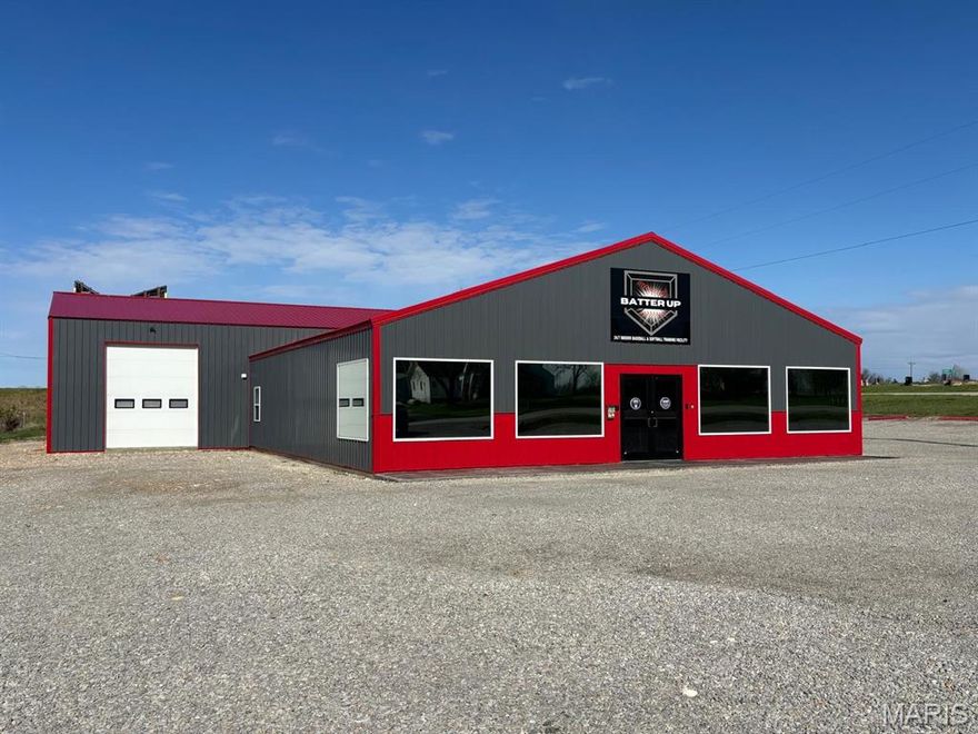 Turnkey opportunity combining commercial real estate with an established business in Ralls County, Missouri. Located on highly visible Business Highway 61 just off Highway 61 north of New London, this property offers excellent exposure and convenient regional access.
Built in 2023, the 6,100± square foot commercial building features a durable concrete floor with trench drain, four 10’ x 12’ electric overhead doors with drive-through capability, spray foam insulation, and full climate control. The versatile layout includes one finished restroom plus four additional roughed-in bathrooms. Approximately 40’ x 90’ is well-suited for warehouse or training space, while the 50’ x 50’ area supports office, retail, or customer operations. Ample on-site parking is provided.
The property currently operates as an indoor baseball and softball training facility serving athletes across Northeast Missouri. It includes batting cages, designated training areas, a 24/7 secure member access system, online scheduling/booking, and an established customer base.
$599,000 includes both the real estate and the ongoing business, allowing for a seamless transition for an owner-operator or investor. Detailed financials, membership data, and operational information are available to qualified buyers upon request.
With strong accessibility to St. Louis, Wentzville, Troy, Bowling Green, Hannibal, and Quincy, the location supports continued regional draw and growth potential.
Rare opportunity to acquire a nearly new commercial facility with an active business in place—ready for continued operation or expansion. Schedule your private showing today.