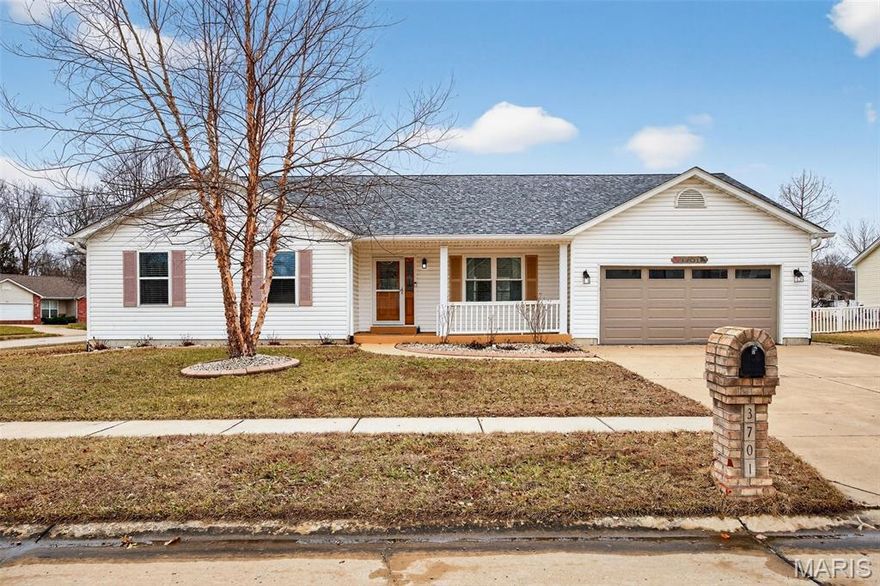 Check out this amazing ranch home w/finished lower level and awesome fence backyard with huge composite deck, large patio, raised garden beds, large play set and shed, plus huge oversized garage w/room for your large truck or SUV! Numerous updates throughout the home include the big ticket items such as roof & gutters 2019, updated windows, and HVAC systems, including high-efficiency furnace and AC 2017. Beautifully updated floors include hardwoods in great room & hall, plus ceramic plank tile in kitchen, dining and hearth area plus lot of crown molding! Desirable open floor plan w/large great room open to kitchen and dining area with additional hearth room area at walkout to large deck! 42" cabinets w/crown molding, granite counters, stainless appliances including gas stove & refrigerator, and even a trash compacter! Spacious primary suite offers fan, large walk in closet and full bath w/double sinks, lots of cabinets & large shower! Two additional bedrooms w/fans and full bath and main floor laundry room complete the main level. Finished lower level gives you so much more square footage! Multiple areas for TVs, entertaining, game tables and all of your toys! Large office/sleeping area and updated half bath. And TONS of storage. You will love the vinyl fenced backyard w/huge composite deck and large patio, awesome playset for the kids and already set up for all your gardening needs with 8 raised beds and shed! All this on a cul-de-sac lot, conveniently located w/easy access to highways, in desirable North Point High School boundaries in the Wentzville School District!