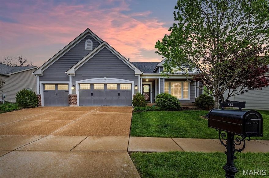 Located in the highly desirable Coachlight Subdivision within the acclaimed Rockwood School District, this pristine custom-built 1.5-story home is built by Fischer Frichtel. The original owners meticulously maintained the home. The property features three bedrooms (with a fourth bedroom option open to the loft). 2.5 bathrooms, three living areas, and a three-car garage. The main-floor primary suite easily accommodates king-size furniture and includes a custom closet and double vanity ensuite. The laundry room is conveniently located just outside the primary bedroom. Upstairs you will find two spacious bedrooms with walk-in closets nd a shared bathroom with a double vanity. The loft features built-in bookcases providing an ideal space for a home office or study. The main level offers a flexible living and dining combination, complemented by a beautiful hearth room off the kitchen featuring a gas fireplace. Outside the fenced backyard serves as a private oasis, complete with a pergola. With over $100K in professional builder upgrades & extensive updates, this home is move-in ready. We invite you to explore this exceptional property and join a wonderful, friendly community.