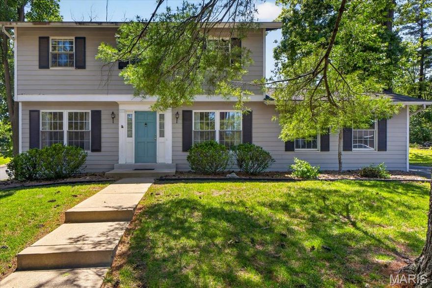 AMAZING VALUE!! Spacious two-story home offering 2,332 square feet of living space in an amazing cul-de-sac location near Olive Blvd, I-270, and Highway 364! The main floor features formal living and dining rooms, plus a huge family room with a cozy fireplace and large bay window that fills the space with natural light. The kitchen includes an attached breakfast room with another beautiful bay window overlooking the backyard. Upstairs, you’ll find a generous primary suite with a private full bath, along with three additional bedrooms and a shared full bath. The basement offers excellent potential for additional living space, a recreation area, or extra storage. Additional features include a 2-car garage and a convenient location close to shopping, dining, parks, and major highways. This house has great potential! Home is being sold AS-IS.