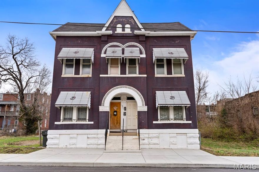 Motivated Seller!! Don't miss this triplex directly across from the new NGA headquarters! Fantastic location in the historic St Louis Place neighborhood. Come breath new life in to this architecturally beautiful property. Some heavy lifting has already been completed with furnaces in each unit, one new water heater, and updated electric services. The left side is a 2 bedroom townhouse style unit with room to add an additional bedroom. The right side of the building is two shotgun style apartments with kitchens in the rear and living rooms in front. Potential rent of $800 for the one bedroom apartments and $1400 for the townhouse unit. Property to be sold "as-is". Ask about packaging this building with 2 other fully occupied duplexes! See 1942 Clara Ave and 5892 Highland Ave. You could begin cash-flowing from Day 1!