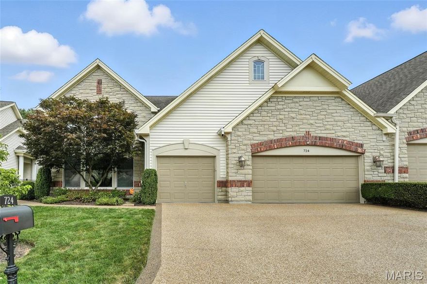 Luxury & convenience abound in this beautiful 1.5 story villa in highly sought after Knolls of Stonehill! Convenient Chesterfield location w/easy access to shopping, restaurants & highways. Enjoy cooking in the updated gourmet kitchen featuring 42” cabinets, lrg center island, quartz cntrs, tile bcksplsh, upgraded appliances (Wolf: dbl oven/steam+convection oven, built-in micro drawer, induction cooktop; Subzero: refrig & under cabinet ice machine, Asko dishwasher, Dacor warming drawer), softclose drawers/doors, pull out shelves! Breakfast rm leads to a lrg composite deck where you can enjoy your morning coffee & views of the private tree lined lot. Light & bright 2-story great rm w/built ins & a wall of windows. Step into your own private retreat in the primary suite incl 2 walk-in closets & an updated luxury bath w/heated tile flr, sep his & her sinks and walk-in Kohler shower system w/“Alexa” control capability. Living rm, dining rm, half bath & an updated generously sized laundry room w/access to the primary suite complete the main level. Treat your guests to their own private space upstairs w/2 bedrms (walk-in closets) & 2 full baths. Don’t miss the convenience of add'l entertaining space in the fin w/o LL that features an open family rm incl a bar w/refrig & under counter ice maker, bedrm/office & a full bath. Other luxury touches: hardwood, crown moldings, recessed lighting, custom window treatments. Zoned HVAC. 3 car garage. 24 hour gated community for peace of mind.