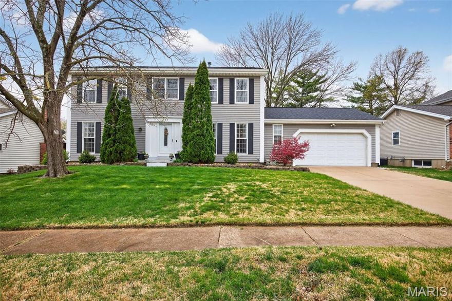 Beautifully updated and thoughtfully designed, this home offers both comfort and exceptional entertaining space—nestled on a cul-de-sac lot in a highly sought-after area. The kitchen features granite countertops, 42-inch cabinets, a planning center, and an extra-deep double sink. A convenient main-floor laundry adds everyday ease. The family room showcases a three-window bay and a wood-burning fireplace, creating a large gathering space for friends and family. Glass French doors open to a formal living room, office, or den, while the separate dining room features classic chair rail detailing.
Upstairs, the spacious primary suite includes an adult-height double vanity and a beautifully updated shower with seamless glass doors. All bedrooms are generously sized and feature ceiling fans, along with an attic fan for additional comfort. The guest bath has also been beautifully updated. The finished lower level offers even more living space with a wet bar and a full bath complete with a large corner jet tub and rain showerhead. A theater room or additional sleeping area adds versatile space. Step outside to enjoy the level, fenced backyard and large patio—perfect for summer fun and entertaining. Ideally located within walking distance to Ballwin Golf Course, pool, park, and more, this home offers a fantastic lifestyle in one of the area's most desirable communities. Located in the Parkway West High School area.