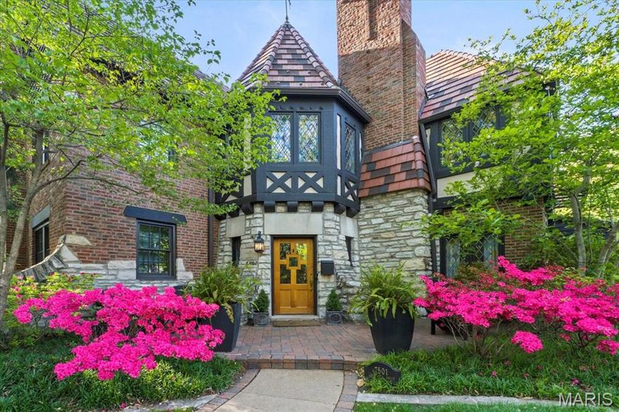 Step into 7501 Cromwell, a residence that blends historic charm with modern sophistication in Clayton’s coveted Moorlands neighborhood. A private flagstone terrace and entryway lead into interiors rich with character including herringbone hardwood floors, exquisite millwork, and architectural details at every turn. The gracious foyer opens to a living room highlighted by stained glass windows, beamed ceiling, and a stately gas fireplace. A graceful arched hallway reveals the inviting family room with bay window and built-in’s that flow naturally into the chef’s kitchen with Wolf/Sub-Zero appliances, custom cabinetry, wine bar, and breakfast bar seating. The adjacent dining room features integrated bookcases and French doors to a private back patio, while the quaint sunroom, adorned with exposed brick and arched windows, brings warmth and charm year-round. The ensuite primary bedroom has a spacious walk-in closet- a size not often found in Clayton homes. Two additional bedrooms and a dual-entry bath complete the layout. With updates like Pella double hung windows and finishes that honor its history, this property feels like a single-family home with the ease of single level condo living. Walk to Clayton’s favorite eateries such as Bar Moro, Wright’s Tavern, and Box Hill Grocer or explore nearby Forest Park and downtown Clayton.  All this and located within the top-rated Clayton School District means this property checks all the boxes!