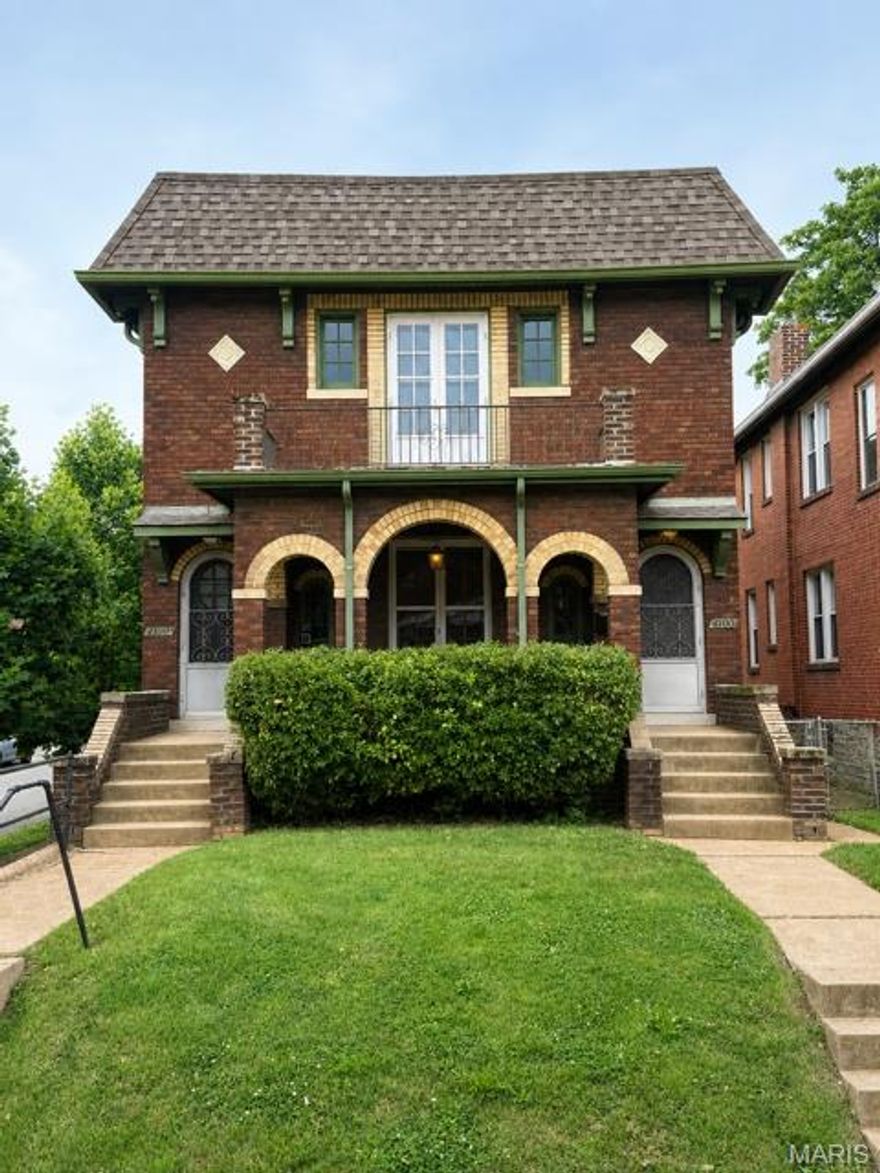 Fantastic opportunity to own a two-family building on a quiet one-way street in the heart of Tower Grove South! Each unit offers 2 bedrooms and 1 bathroom, with 2,208 total square feet.

Located just two blocks from Morganford’s popular restaurants, pubs, and entertainment, and only a few blocks from Tower Grove Park, this property offers the perfect blend of neighborhood charm and everyday convenience.

Inside, you’ll find classic architectural details including curved archways, hardwood floors, built-in bookshelves, stained glass windows, and spacious layouts. Additional features include washer/dryer hook-ups, a fenced yard, and 2 car detached garage with opener.

Whether you are looking for an owner-occupant opportunity, an investment property, or a chance to add value in one of St. Louis’ most desirable neighborhoods, this Tower Grove South duplex is full of potential.