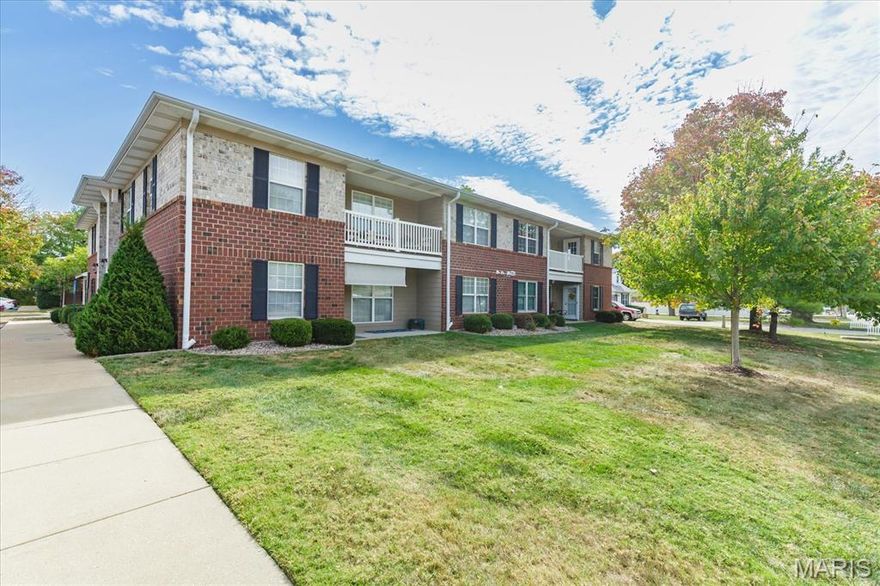 Welcome home to this beautifully maintained second-floor condo offering a highly desirable split-bedroom floor plan designed for both comfort and privacy. Featuring 2 spacious bedrooms and 2 full bathrooms, this move-in ready home blends functionality with modern updates.   The inviting primary suite serves as a private retreat, complete with a full ensuite bath and walk-in shower.  With a simple closure of the hallway access, the second full bath can easily function as a private ensuite for guests or family—an ideal setup for added flexibility and convenience.   You’ll love the generous storage throughout, including an oversized laundry area. Recent updates provide peace of mind and style, including newer flooring, fresh paint, dishwasher, disposal, ceiling fans, humidifier, furnace, and A/C.   Located in a prime St. Peters location, you’re just a short walk to local shopping and restaurants, with quick and easy access to Interstate 70 for effortless commuting. The well-maintained complex also features a pavilion and BBQ area—perfect for relaxing or entertaining.  Bonus: Sewer, trash, and water are included in the HOA fee! Washer, dryer, and refrigerator are negotiable.  If you’re looking for low-maintenance living in an unbeatable, convenient location—this is the one.  Buying for your St Charles Community College student? Only 7  minutes from the main STCC Main campus, build equity instead of paying rent.