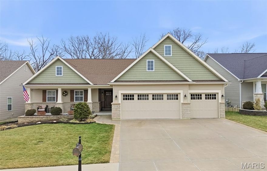 Tucked away in a lovely community, this exceptional Flower & Findler custom-built home offers refined craftsmanship, thoughtful design, and extensive upgrades throughout. From the moment you enter, you’re welcomed by soaring 12’ ceilings, an open split-bedroom floorplan, elegant tray ceilings, crown moulding, quality trim work, and rich engineered hardwood floors that create a warm yet sophisticated atmosphere.
The inviting living room is anchored by a striking custom built-in cabinet with integrated lighting and a high-efficiency gas fireplace capable of heating the entire main level—perfect for both everyday comfort and entertaining. The chef’s kitchen is as functional as it is beautiful, featuring quartz countertops, abundant custom cabinetry, and a well-appointed butler’s pantry that enhances both storage and serving space.
Retreat to the elegant primary suite, complete with plush carpeting, a charming bay window, and a tailored walk-in dressing room designed to blend luxury with organization. The main floor also includes a private office ideal for working from home, two additional bedrooms, and a convenient laundry room—providing comfort and flexibility for today’s lifestyle.
The expansive 9’ pour lower level presents incredible potential for multigenerational living, extended guest quarters, or future customization. Currently in mechanical rough-in stage (pre-drywall), it is thoughtfully designed for a full apartment layout including a living area, bedroom, full bath, laundry room, and eat-in kitchen. Already in place are plumbing, electric, HVAC, recessed lighting, and a gas line for a direct-vent free-standing stove. A comprehensive water refinement system—featuring a softener, charcoal filtration, and infrared light—adds another layer of quality and care.
Energy-efficient upgrades include R-50 attic insulation with sealed penetrations, a high-efficiency furnace paired with a 20 SEER condenser, and pre-wiring for a whole-house generator (generator not included), offering peace of mind and long-term savings.
The oversized 30’ x 20’ three-car garage is equally impressive with epoxy-coated floors and built-in storage solutions. Outdoors, meticulous landscaping surrounds the home, complemented by a custom composite deck, spacious concrete patio, fully fenced and level backyard, and an irrigation system servicing both front and rear yards—creating an ideal setting for relaxation, entertaining, and ease of living.
This is a rare opportunity to own a meticulously maintained, energy-efficient custom home in a desirable community—where craftsmanship, comfort, and lifestyle converge beautifully.  [more information available on disclosure and attachments]