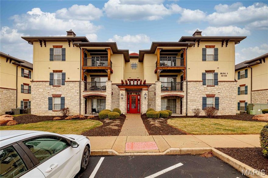 Welcome to this beautifully maintained 2-bedroom, 2-bathroom TOP FLOOR MOVE IN READY condo in the desirable Bordeaux Condominiums, perfectly positioned with peaceful wooded views and direct access to nearby walking trails leading to Woodlands Park. Community offers a pet-friendly walking trail with a lighted pond. Offering a blend of comfort, style, and low-maintenance living, this home is ideal for those seeking both convenience and charm in the heart of Cottleville, the highly sought-after area in St. Charles County.
Step inside through the secure, climate-controlled building entrance with keypad access and discover a bright, inviting interior with luxury vinyl plank flooring throughout the main living areas, and abundant natural light filling the spacious great room throughout the day. Custom lighting throughout and new ceiling fans will keep you comfortable and cool. The open layout creates the perfect setting for relaxed living.
The well-appointed kitchen is a standout feature, offering stainless steel appliances, a smooth-top electric range with built-in microwave, refrigerator, granite countertops, under cabinet lighting, a breakfast bar, and a large pantry—providing both style and functionality for everyday living.
The primary suite with new carpeting serves as a comfortable retreat with a generous walk-in closet and a beautifully updated en-suite bath and oversized vanity. The second bedroom is spacious and has new carpeting. The second full bathroom has also been tastefully updated. 
Enjoy the convenience of a private laundry room with large enough for a full-size washer and dryer located just off the kitchen. Step through sliding doors onto your covered composite deck complete with locking storage, creating the perfect space to relax and unwind.
The HOA provides exceptional value, covering water, sewer, trash, exterior maintenance, building insurance, landscaping, snow removal, and parking lot upkeep, allowing you to enjoy a truly low-maintenance lifestyle. Plenty of open free parking with option to purchase covered parking. No elevator. 
Located just minutes from shopping, dining, parks, community college, and major highways (364/94, 70, and 40/61), this condo offers the perfect balance of peaceful surroundings and everyday convenience.
This move-in-ready condo combines modern updates, scenic surroundings, and an unbeatable location—schedule your showing today and make it yours!