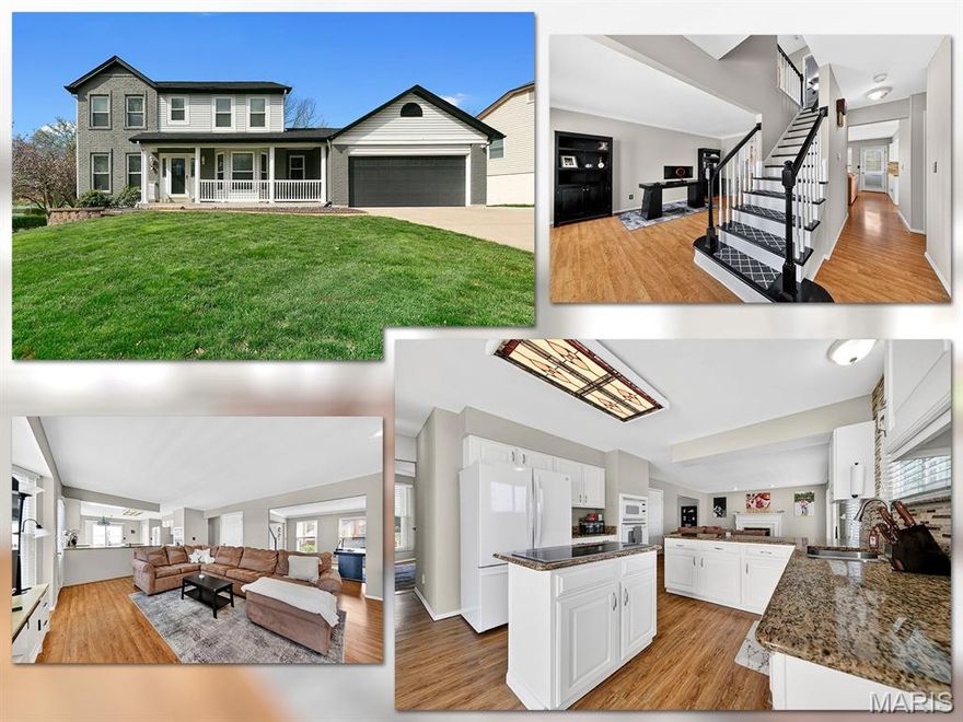 Welcome to 1 Belcourt Circle, tucked into a quiet cul-de-sac on a corner lot in the Wellington Farm subdivision. This is the kind of neighborhood buyers are gravitating toward right now, established with mature trees, lakes, and a little more breathing room between homes.

This 4 bedroom, 2 story home offers a layout that just works. The kitchen features granite countertops, a center island, wraparound counters, and a stone backsplash, all opening into the great room with a wood burning fireplace and bay window for great natural light.

Upstairs, the primary bedroom includes crown molding and a bathroom with double sinks, custom tile floor and surround, separate tub and shower, and a skylight. The hall bath also features tile flooring and a full tile surround. You’ll find vinyl windows, six-panel doors, and faux wood blinds throughout.

The walkout basement is partially finished with two large living areas, a full bath, and plenty of storage, giving you flexibility for additional living space, a rec room, or a work-from-home setup. Out back, there’s a fenced yard with both a patio and a deck, offering multiple outdoor spaces and easy access from the home.

Location is another big plus, just minutes from Hwy 94 and 364, and under 10 minutes to Cottleville with restaurants, shops, and entertainment. All within the Francis Howell School District. 

If you’ve been looking for something in a well-established neighborhood with more space, mature trees, a great location, and top-rated schools, you won’t want to miss this.