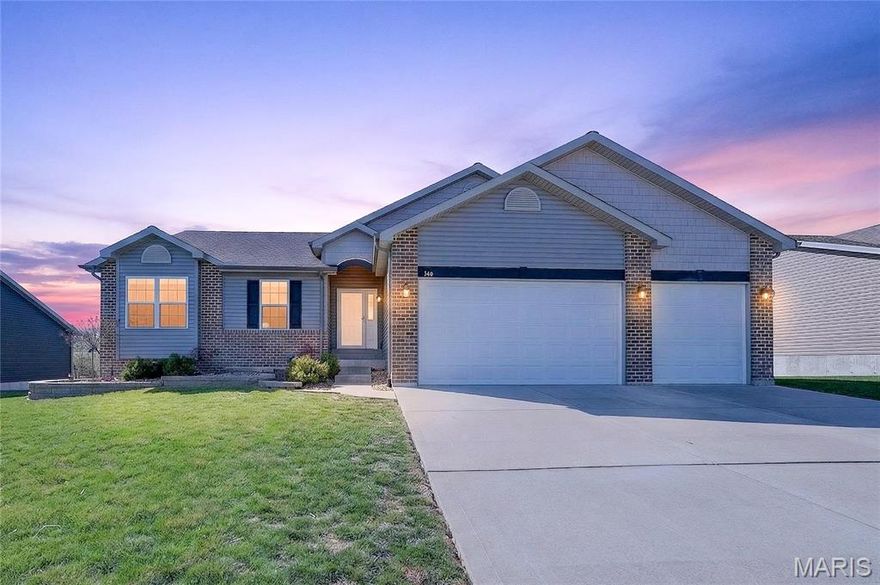 Tucked away on a quiet dead-end street, this beautifully upgraded walkout ranch offers the perfect blend of privacy, function, and elevated design. With approximately 1,600 square feet, this 3-bedroom, 2-bath home features an open, light-filled layout highlighted by a vaulted great room and a cozy wood-burning fireplace—ideal for both everyday living and entertaining. The kitchen is a true showpiece, complete with granite countertops, tile backsplash, staggered cabinetry with crown molding, and a large center island. A custom wine bar adds a refined touch, creating the perfect space to host or unwind. Step outside to an expansive, partially covered deck that extends across the rear and side of the home—offering a wraparound feel and multiple areas to relax while overlooking mature landscaping. The walkout lower level opens through French doors to a large patio, creating seamless indoor-outdoor living. A charming wood shed provides convenient storage for fireplace wood. The spacious primary suite includes a massive walk-in closet and private ensuite bath with shower. The hall bath features a garden tub with marble surround. Main floor laundry adds everyday convenience. The lower level offers excellent future potential with a rough-in for a third bath. Additional upgrades include a water softener and whole-home humidifier. Car enthusiasts and hobbyists will appreciate the exceptional 3-car garage—oversized, insulated, and drywalled, with insulated 8-ft doors and extended an additional 4 feet in depth beyond typical garages in the area. The expanded driveway provides ample additional parking. This home combines thoughtful upgrades, high-end finishes, and a desirable location—making it a standout opportunity.