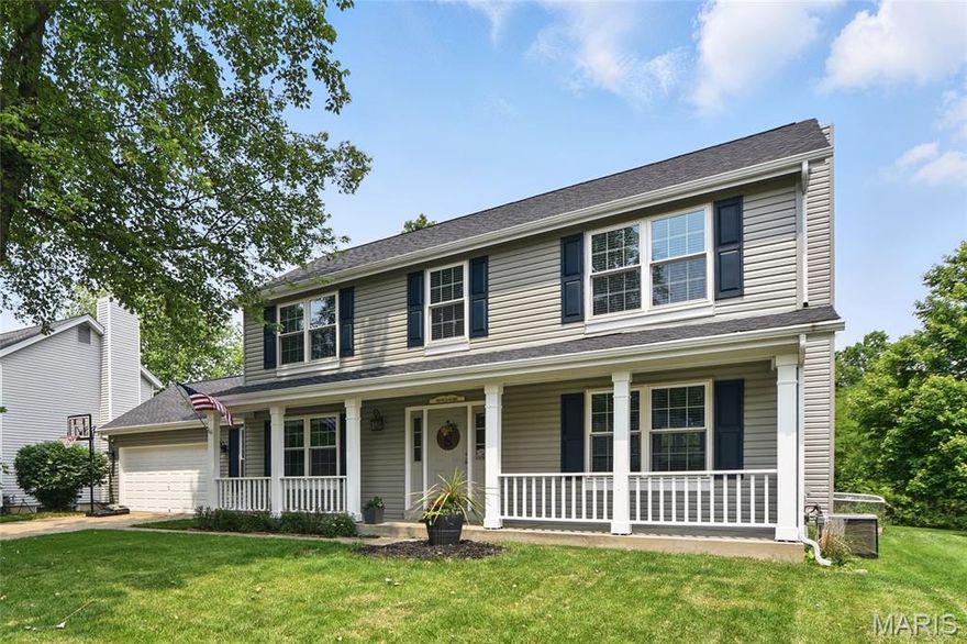 The Vineyards!  A rare find in 63304.  This two story is ready for its next owner.  Hard flooring covers the main living area that has family room with woodburning fire place, an office or sitting room, dining room, and spacious kitchen with lots of counter space.  Breakfast area has sliding glass door out to the deck, patio area perfect for a fire pit on those cooler nights, and large flat back yard that goes on and on backing to the common ground.  Main floor laundry.  Second floor has primary master suite with large bathroom with dual sinks, shower, and walk in closet.  Three additional bedrooms and two bathrooms round out the upper living area.  Basement is finished with another family rec room, second pantry or storage area with counter space and cabinets, and storage area.  Enjoy relatively easy maintenance for a while with newer roof, siding, windows, and HVAC all within the last few years.  An awesome neighborhood with so much to offer.  Clubhouse, pool, tennis courts, common ground and one of the most family friendly communities in all of Saint Charles County.  Not to mention Veterans Tribute Park just down the road with walking path, dog park, fishing ponds, playground and more.  Come and see it before it is gone!