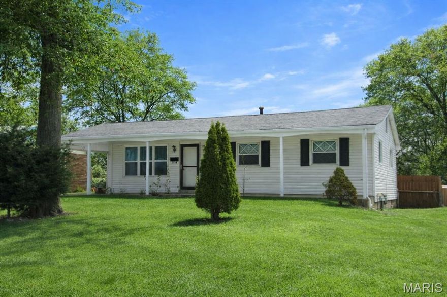 1160 square foot ranch style home with lots of updates including new roof, gutters, newer electrical panel, updated HVAC system and water heater newer windows. There is a new double sliding glass door leading out to a lovely back yard with a new privacy fence and a shed for storage.  Original hardwood flooring EXCEPT kitchen and bathrooms, recently replaced kitchen flooring and updated bathrooms including marble flooring.  Covered front porch allows for seating and decoration and there is a covered carport with direct entry to home. Full, DRY unfinished basement. ALL appliances included!  With a one year home warranty  to give you peace of mind! NEAR PARK TO ENJOY THE OUTDOORS!!