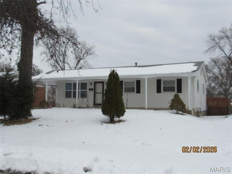 1160 square foot ranch style home with lots of updates including new roof, gutters, newer electrical panel, updated HVAC system and water heater newer windows. There is a new double sliding glass door leading out to a lovely back yard with a new privacy fence and a shed for storage.  Original hardwood flooring EXCEPT kitchen and bathrooms, recently replaced kitchen flooring and updated bathrooms including marble flooring.  Covered front porch allows for seating and decoration and there is a covered carport with direct entry to home. Full, DRY unfinished basement. ALL appliances included!  With a one year home warranty  to give you peace of mind! NEAR PARK TO ENJOY THE OUTDOORS!!