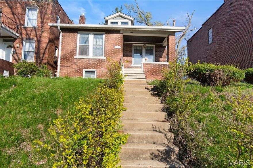 This all-brick classic home features a welcoming covered front porch and stained-glass windows. Inside, you will find a spacious eat-in kitchen updated with new countertops, stainless-steel electric flat-surface stove, a built-in microwave, and a side-by-side refrigerator that stays with the home. The interior is thoughtfully finished with white 6-panel doors, 9ft ceilings, ceiling fans, and a mix of painted hardwood, durable faux-wood vinyl plank flooring, and carpeting. The home offers a flexible layout including a walk-out basement with a finished 12×10 bonus room. The large, level, fenced backyard, ideal for privacy and recreation. A standout feature is the oversized, detached two-car garage, which boasts low-maintenance vinyl siding, a brand-new door, and a modern opener. Other features include bathroom with tiled shower surround and new sliding glass door, and newer electric panel.