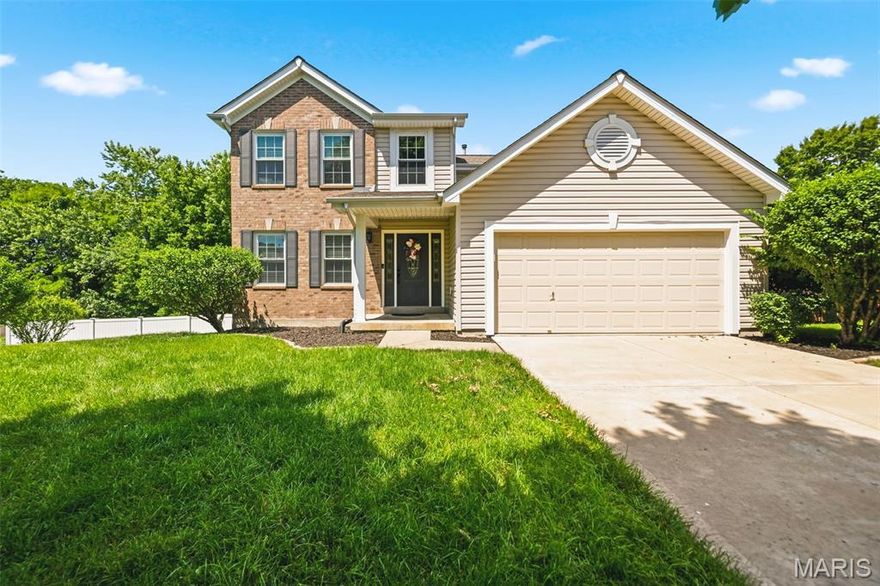 This well maintained and fully updated 2-story home offers 4 bedrooms and 3.5 baths with luxury vinyl plank flooring throughout. Spacious living room offers flexibility and plenty of space for entertaining. The open kitchen features upgraded cabinetry, concrete countertops, stainless steel appliances, a luxury lighting package, and refrigerator to stay. Main floor laundry includes washer and dryer. Primary bedroom retreat has dual closets and en-suite with walk-in shower. Two more spacious bedrooms, full shared bath, and linen closet complete the second floor. The finished walkout basement adds additional living space with a 4th bedroom, full bath, recreation area, and sliding door access to the backyard. Composite deck offers plenty of space for entertaining and enjoying the private backyard. Situated on a cul-de-sac lot backing to trees, the fully fenced yard provides privacy in the highly sought-after Hutchings Farm neighborhood, conveniently located near shopping, schools, and highways. Neighborhood amenities include a pool, tennis courts, basketball courts, walking trails, and clubhouse. Move-in ready! Open Houses Sat & Sun.