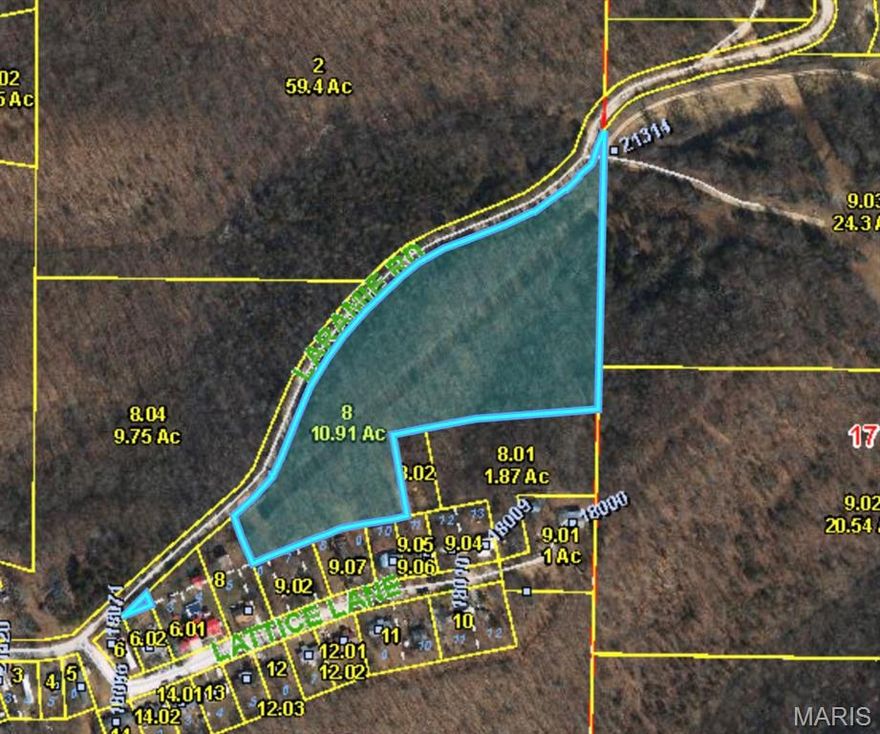 10.91 +/- acres located in Pulaski County, Missouri. This property is a haven of natural beauty, offering the perfect setting at the top of the hill for a home site or a private retreat for outdoor adventures. The front of this property near Laramie Rd is a steep slope, however, at the top of the hill, the land levels out. Electrical utilities are already in place & the poles run directly through the middle of the property. Enjoy the convince of traveling to St. Robert Missouri or Fort Leonard Wood Army Base within minutes!