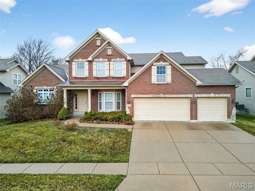This beautifully crafted 1.5-story residence in the Bellemeade subdivision blends timeless brick-and-stone curb appeal with an interior designed for comfort, so much space, and everyday living. A rare find, the main-floor primary suite offers true retreat living with an expansive spa-inspired bathroom, dual vanities and a generous walk-in closet.  All bedrooms upstairs are so OVERSIZED you have to see for yourself—each with its own large walk-in closet—providing exceptional storage and room to grow. The second floor also features TWO versatile loft areas, perfect for a home office, playroom, media lounge, or creative studio. The heart of the home is warm and inviting from the large entry foyer all throughout to the hearth room featuring a gas fireplace with a floor to ceiling stone surround. Enjoy having a separate dining area for gatherings, and a convenient main-floor laundry room with a sink.  If you like entertaining this kitchen design is for you with the large island, tons of counterspace and dry bar area for all the snacks and don't forget the WALK IN PANTRY! The 3-car garage adds plenty of room for vehicles, hobbies, or storage. An unfinished basement offers incredible potential—add an additional bedroom with egress window and bathroom plus enough abundant space for a large recreation area, home gym, or entertainment zone. Outside, enjoy a tree-lined backyard fully fenced that provides privacy and a peaceful natural backdrop and with a sprinkler system. Located near several parks, schools, shopping, restaurants, and everyday conveniences. This home delivers space, style, and flexibility—ready to fit your life today and grow with you tomorrow.