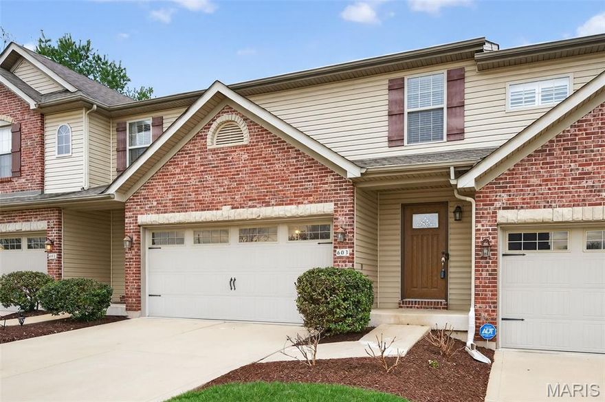3 bedroom, 4 bath (2/2), townhome in an outstanding Wentzville location! This 
Intimate community is located near shopping, restaurants, services and has easy access to Hwys 70 and 40/61. Offering 1,904 sq ft of finished living space, this townhome has a 2 car garage, full basement with finished Rec Room and half bath, convenient second floor laundry and a deck and patio for outdoor enjoyment. The exterior is timeless with brick, stone accents, a brick threshold, architectural shingles, carriage style garage doors, address stone, enclosed fascia/soffits, garage coach lights, vinyl siding, lawn irrigation and landscape. The main floor has a Living/Family Room, Kitchen, Dining area and Powder Room. The upstairs features a Primary Suite with vaulted ceiling, walk in closet and full bathroom. There are 2 additional bedrooms and a secondary bath along with a convenient second floor laundry room. Features include st steel appliances, smooth top stove, micro, dishwasher, refrig, breakfast bar, wood cabinets with crown molding, pantry cabinet, nest thermostat, ceiling fans, walk in closet in one of the secondary bedrooms, recessed lighting, an attached 2 car garage, fully drywalled garage with opener and more. The finished lower level has a walkout, large Rec Room, half bath and walks out to the patio.  A monthly fee pays for lawn and landscape maint, lawn irrig, generous insurance coverage (per HOA Memorandum, available upon request), some exterior maint (brick-siding-roof-front door) and snow removal (per Indentures). Note: There is no annual fee, only a monthly fee. Excellent living space, convenient location, so much to love!
